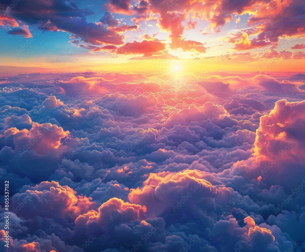 Sun Setting Over Clouds in Sky Sun Setting Over Clouds in Sky