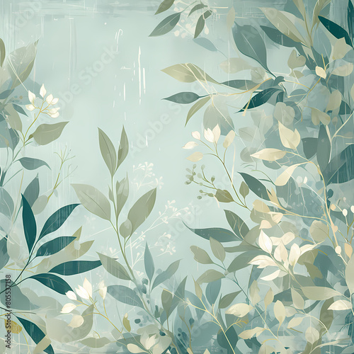 Vintage-Inspired Abstract Art with Leafy Brushstrokes for Creative Projects