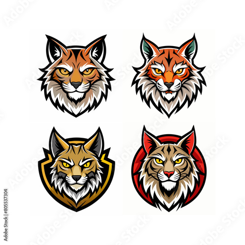 Sticker a set of wild cats with a red hat on it