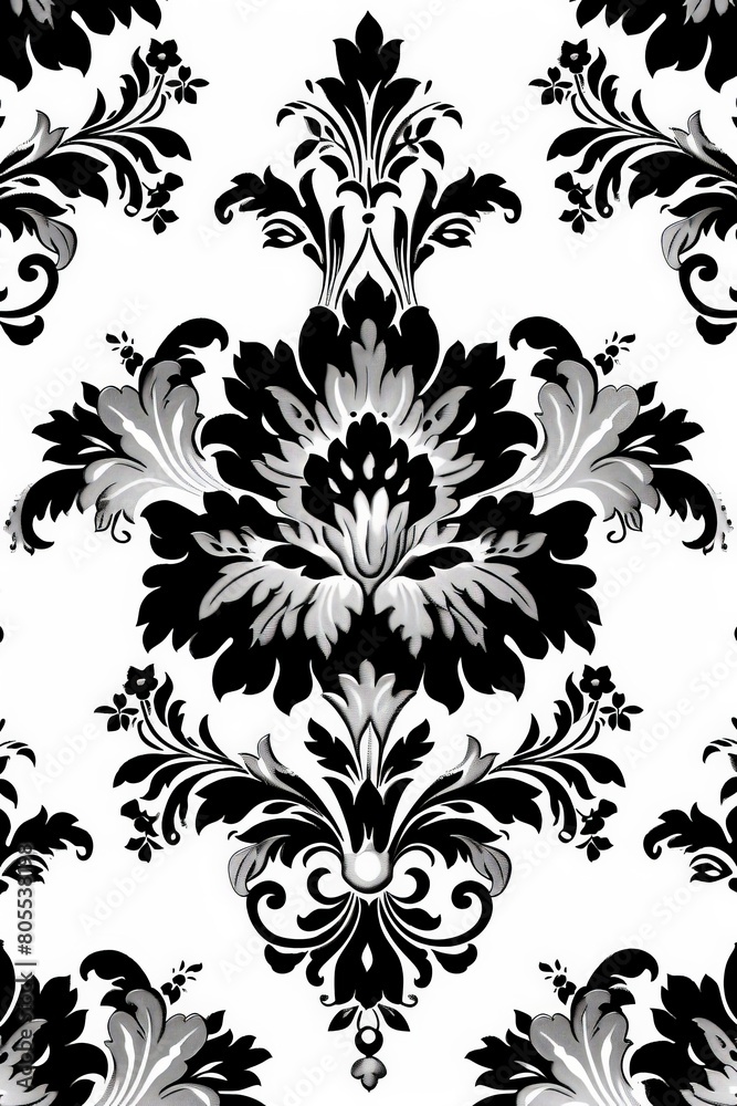 Classic Black and White Floral Wallpaper Classic Black and White Floral Wallpaper