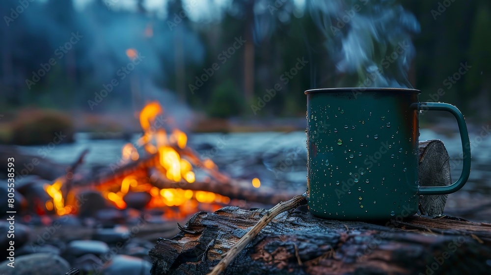 Enamel Camp Mug by Cozy Campfire at Dusk. Enamel Camp Mug by Cozy Campfire at Dusk.