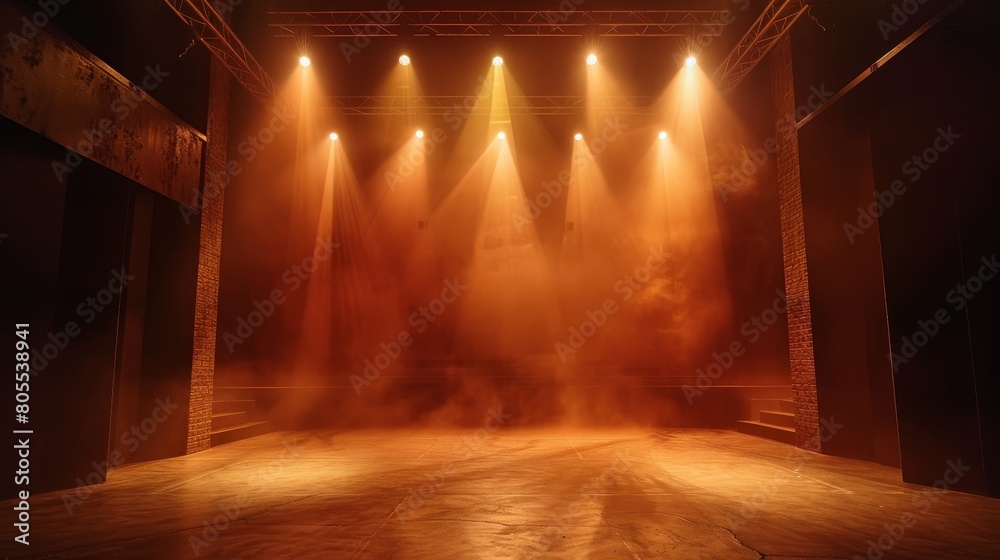  Empty stage light background. 