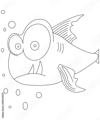 Fish coloring page for kids and adults