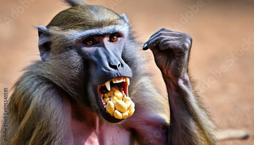 a-baboon-using-its-sharp-teeth-to-crack-open-a-nut-upscaled_4 photo