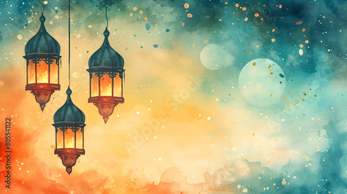 Beautiful banner with lanterns. Fabulous inspiration card for a holiday festival  © Mujahid