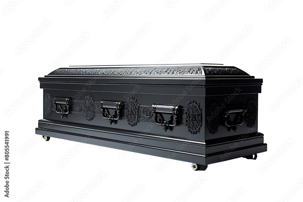 Obraz premium Opened wooden coffin on isolated transparent background