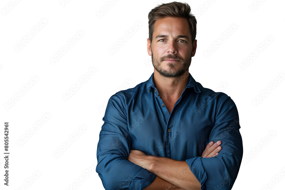 portrait of young handsome man in blue shirt on isolated transparent background portrait of young handsome man in blue shirt on isolated transparent background
