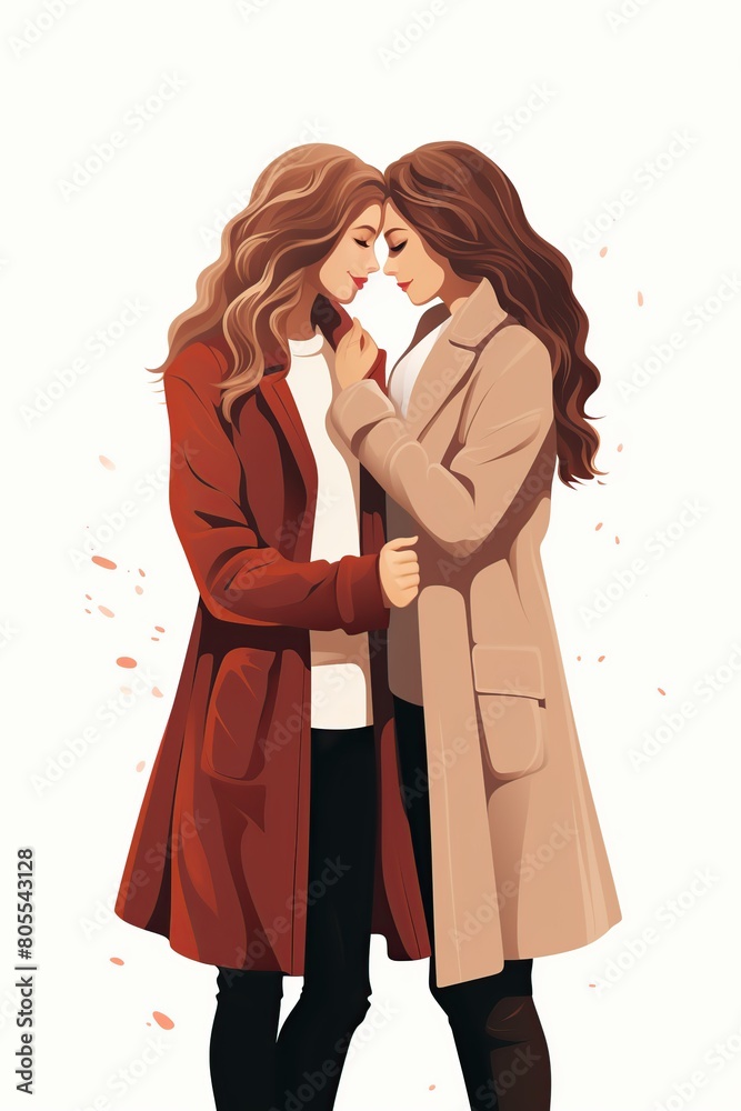 Happy hug day, illustration. Female friend hug. Happy hug day, illustration. Female friend hug.