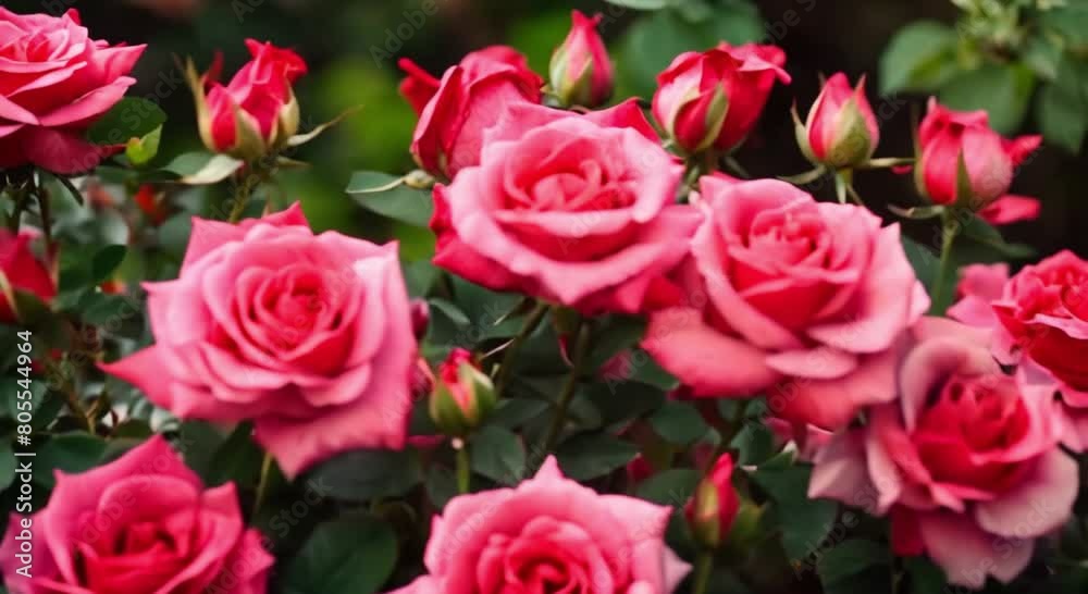 Pink red roses blooming in the fresh morning Pink red roses blooming in the fresh morning