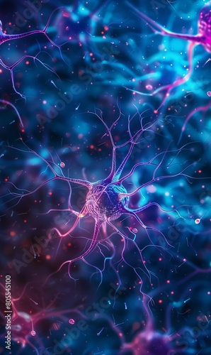 human neural network closeup, nervous system and synapse, neurology and microbiology concept, science and anatomy