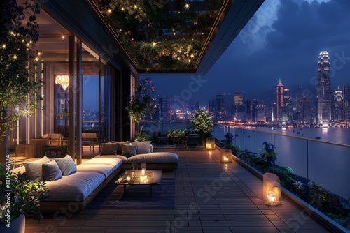 Luxurious terrace with harbor and city view  © Rumpa