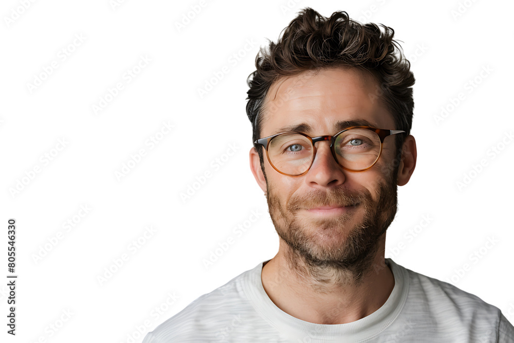 Portrait of happy man in stylish glasses on isolated transparent background Portrait of happy man in stylish glasses on isolated transparent background