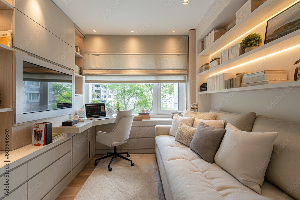 Fototapeta premium Modern home office with cozy seating 