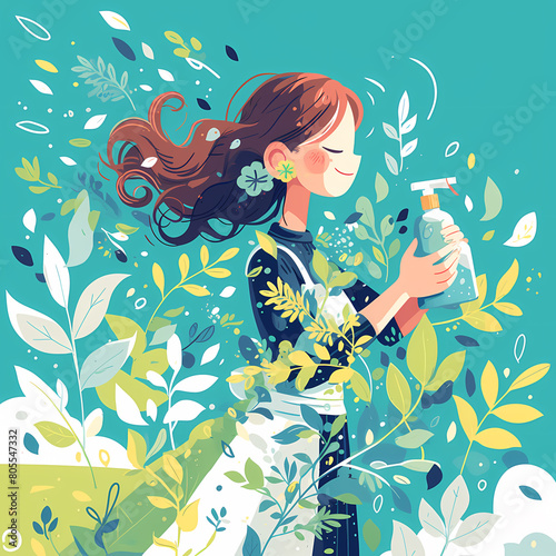 Embrace the Freshness  A Young Woman in a Garden with Essential Oils for Wellbeing