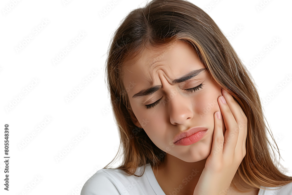 young male holding her cheek with hand, suffering from bad tooth ache on isolated transparent background young male holding her cheek with hand, suffering from bad tooth ache on isolated transparent background