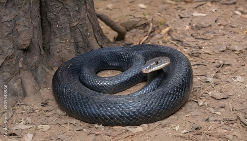 a cobra coiled around the base of a tree upscaled 8 2