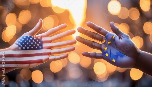 Hand von Europa und Amerika.  photo