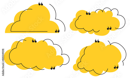 Quote box frame set. Texting quote boxes. Templates of texting black line quote frames for definition, remark, and citation design. Vector illustration. 