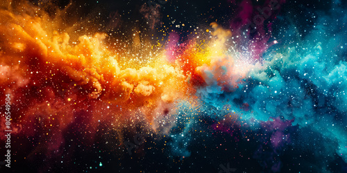 Color explosion of vivid light bursts