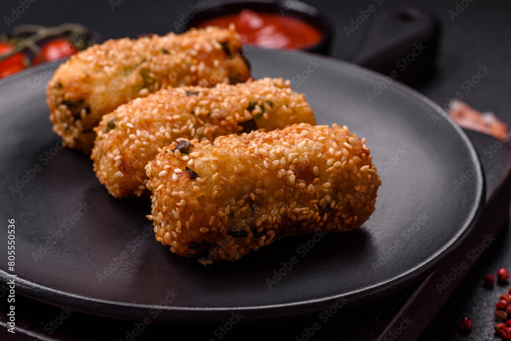 Delicious hearty vegetarian or vegan dish in the form of cutlets or patties Delicious hearty vegetarian or vegan dish in the form of cutlets or patties