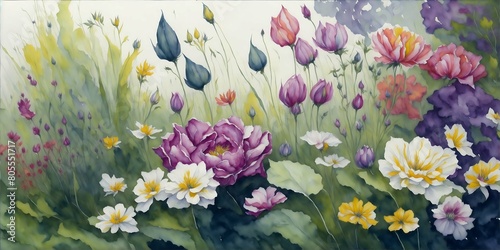 Beautiful and elegant oil painting flowers. A canvas of multicolor flowers in oil painting