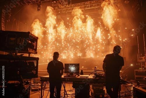 Electrifying Backstage Spectacle:Powering the Dynamic K-Pop Concert Performance with Flawless Technical Precision description:This captivating image