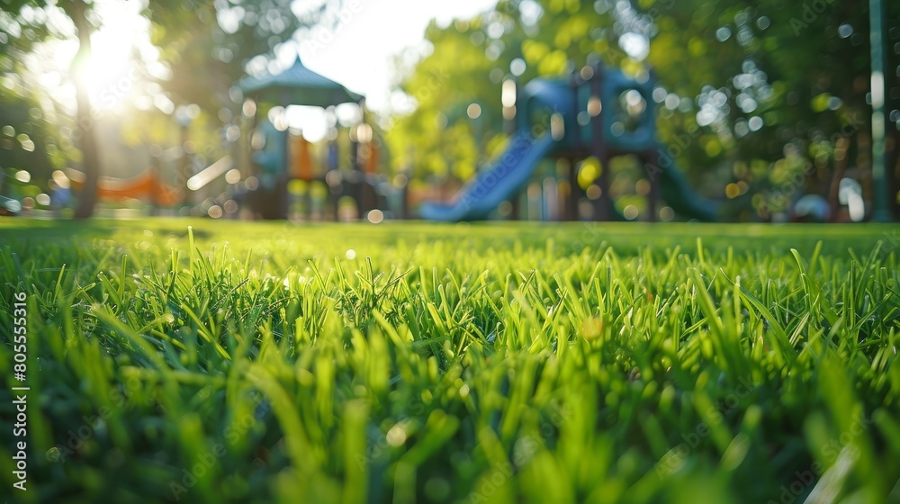 Lush playground grass 