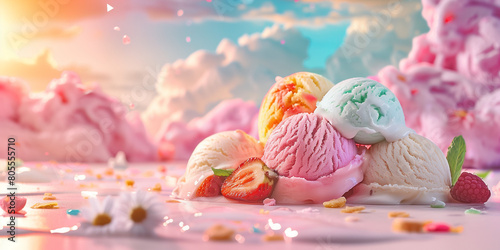 Gelato. Giornata del gusto creativo del gelato.: 1 luglio. Sfondo per gelato. photo