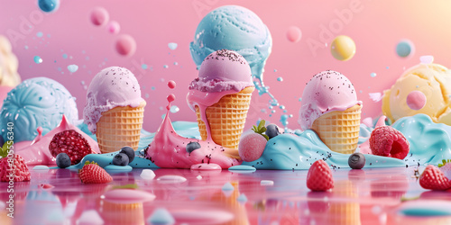 Gelato. Giornata del gusto creativo del gelato.: 1 luglio. Sfondo per gelato. photo