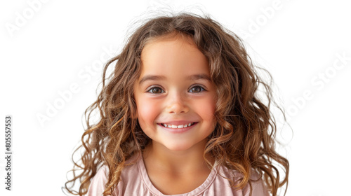 Little Girl With Curly Hair Smiling at the Camera