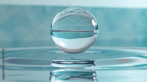 Detailed shot of a glass object on a calm water surface. Suitable for various design projects