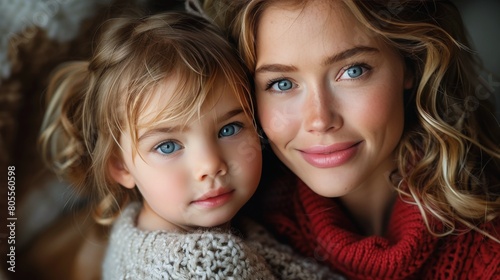 Woman and Little Girl Posing Together
