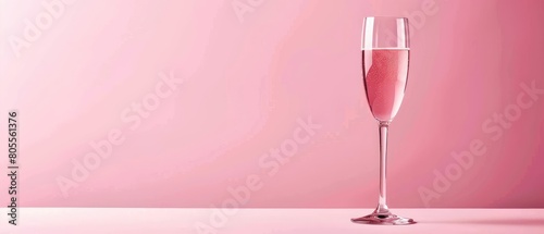 Ultrawide Blank Pink Background With One Flute Glass Of Champagne Celebration Wallpaper Backdrop photo