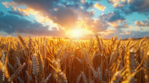 Wheat Field With Setting Sun © olegganko