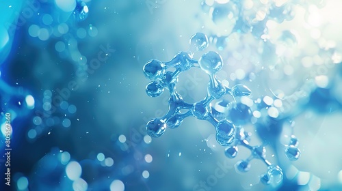 Blue molecule structure 3D background.