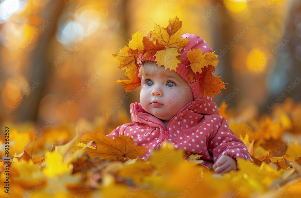 Little Girl Laying in Tree Leaves Little Girl Laying in Tree Leaves