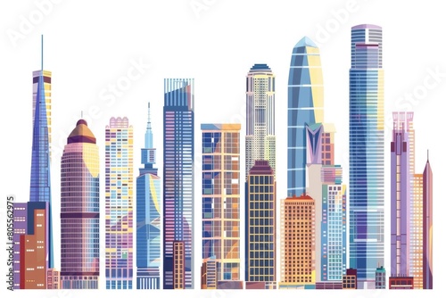 A cityscape featuring towering skyscrapers. Suitable for urban and architecture concepts