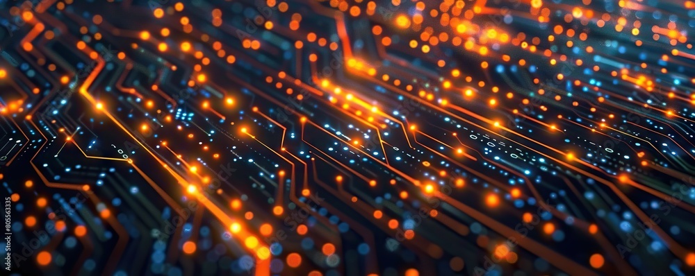 Naklejka premium Digital backdround ideal for technological operations, neural networks, AI, data transmission and encryption, digital archives, audio and visual representations, scientific research