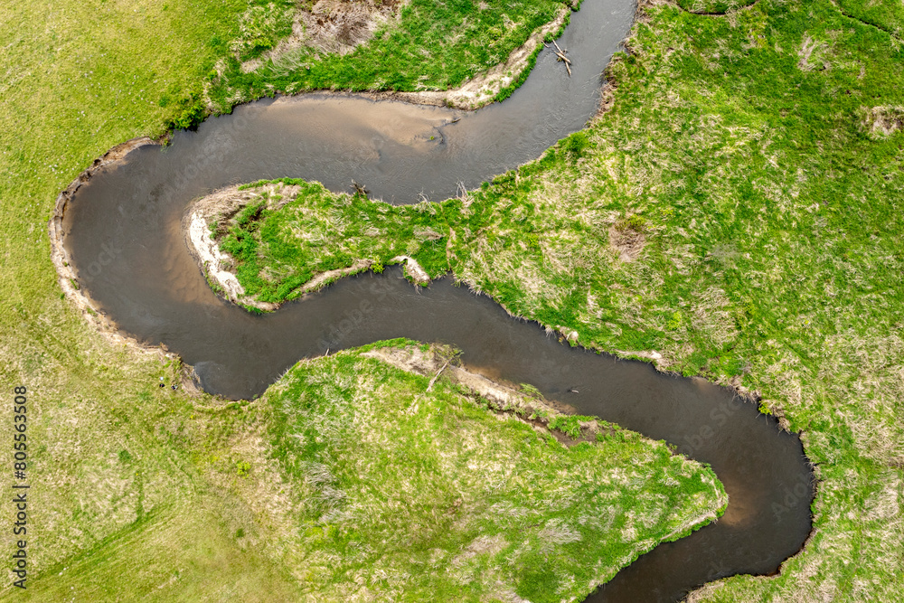 Fototapeta premium Pilica river during spring time,