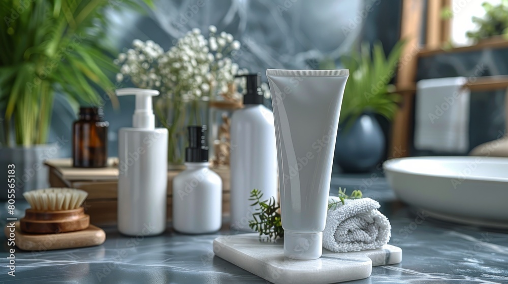 White Vase on Counter Next to Plants White Vase on Counter Next to Plants