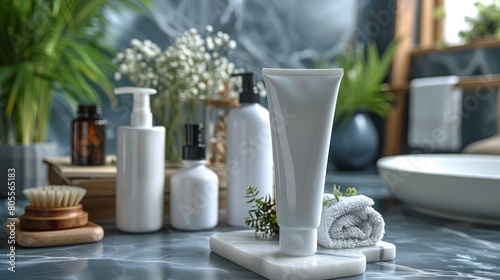 White Vase on Counter Next to Plants