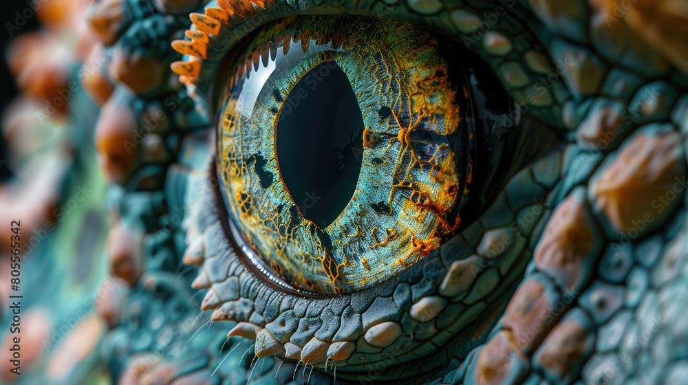 close-up of a dinosaur's eye