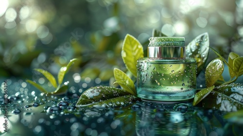 Green Liquid Bottle on Table
