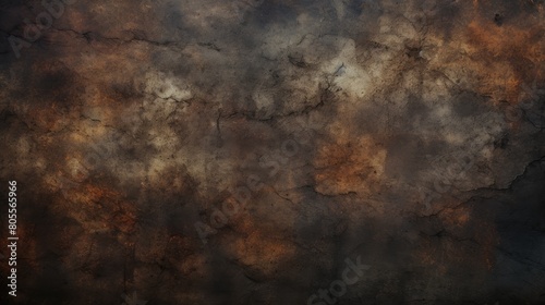 Abstract textured background with a blend of dark grey and orange tones, resembling a weathered wall or smoky surface. photo