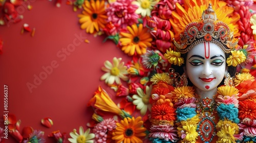 Close Up of Statue Surrounded by Flowers