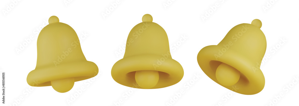 Bell notifications. Set of Bells Icon with new message web chat pink colors. Realistic 3d object. Isolated on white background. Vector illustration Bell notifications. Set of Bells Icon with new message web chat pink colors. Realistic 3d object. Isolated on white background. Vector illustration