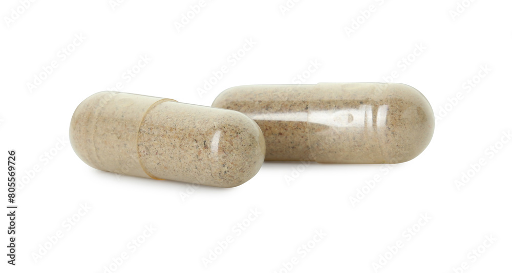 Vitamin capsules isolated on white. Health supplement Vitamin capsules isolated on white. Health supplement
