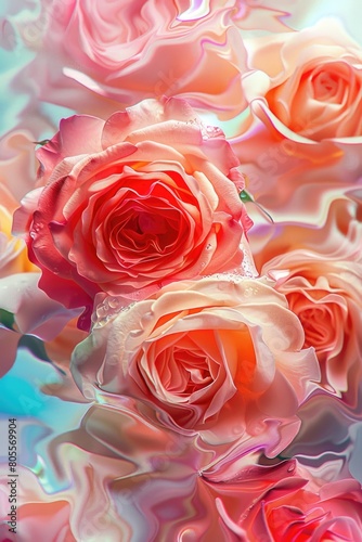 Close up of a bunch of pink roses  perfect for floral backgrounds