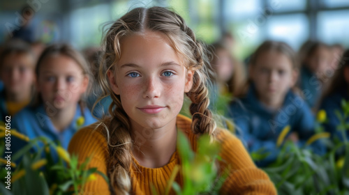 Group of Young Girls Sitting Together