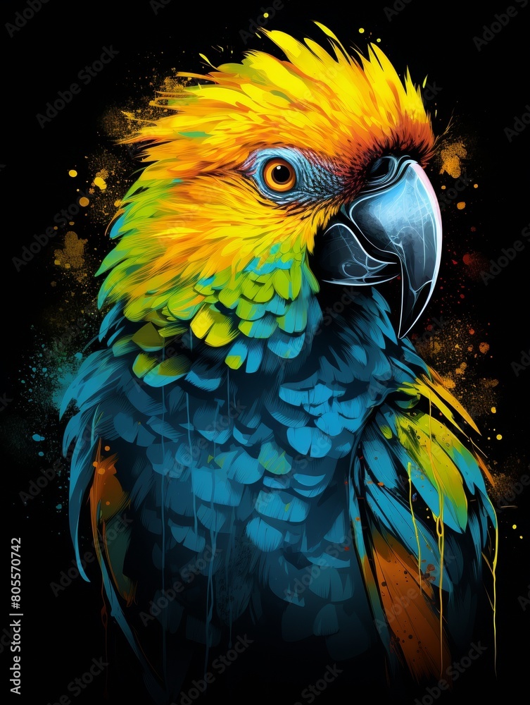 Bright-eyed Parrot in a Colorful Plumage